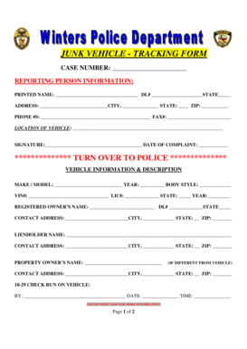 Junk Vehicle Tracking Form
