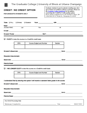 Graduate Credit/No Credit Option Form