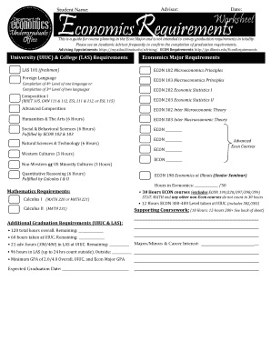Economics Major Requirements Worksheet