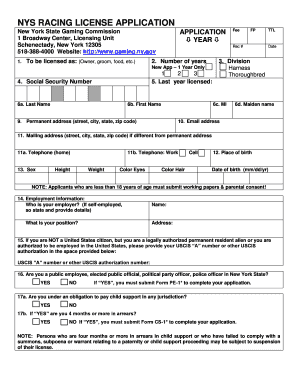 New York Racing License Application