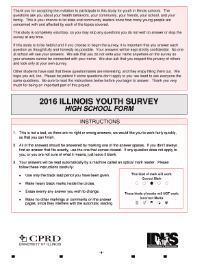 Illinois Youth Survey High School Form