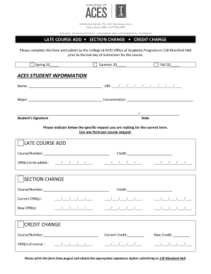 ACES Late Course Add Section Change Form