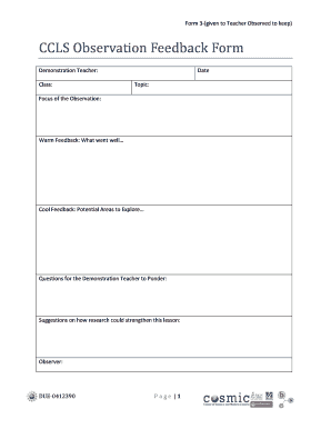 CCLS Observation Feedback Form