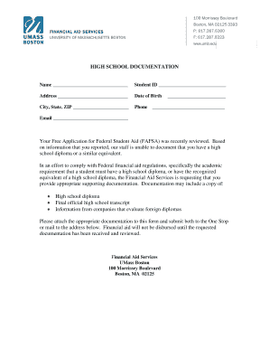High School Diploma Verification Form