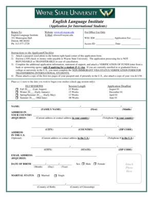 English Language Institute Application