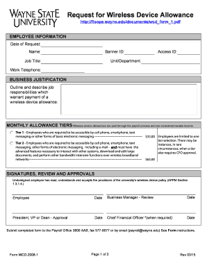 Request for Wireless Device Allowance
