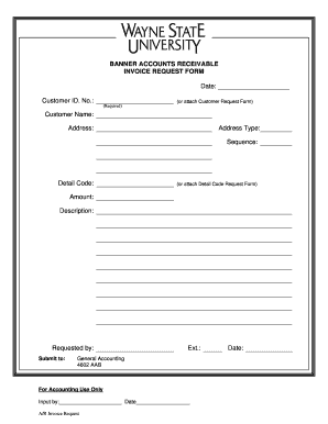 Accounts Receivable Invoice Request Form