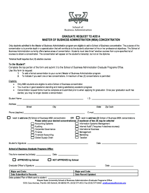 MBA Concentration Request Form