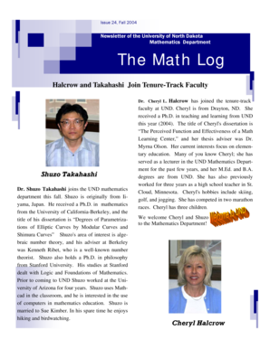 Issue 24 Fall 2004 Mathematics Department The Math Log - arts-sciences und