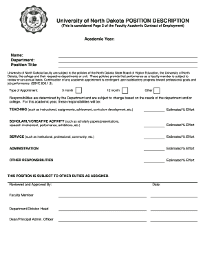University of North Dakota Faculty Academic Contract