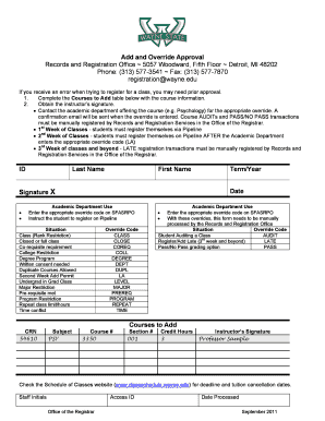 Course Registration Approval Form
