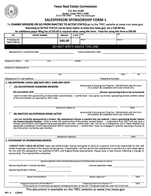 Texas Salesperson Sponsorship Form