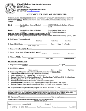 Application for Birth and Death Record