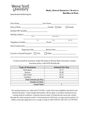 Study Abroad Insurance Enrollment Form