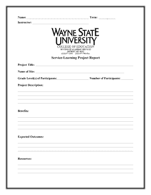 Service-Learning Project Report Form
