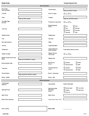 Single Family Real Estate Listing Form