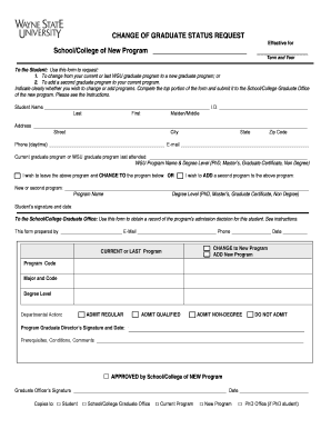 Change of Graduate Status Request Form