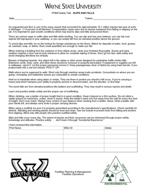 FP&M Safety Talk - Slips and Falls