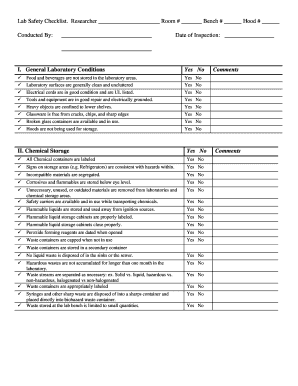 Lab Safety Checklist