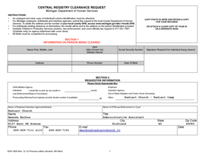 Michigan Central Registry Clearance Request