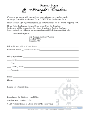 Straight Bonkers Return Form