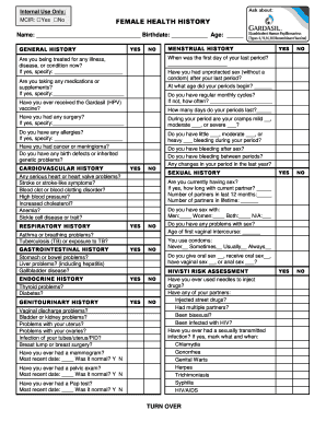 Female Health History Form
