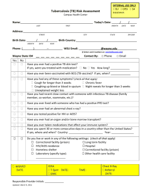Tuberculosis Risk Assessment Form