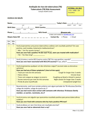 Tuberculosis Risk Assessment Form
