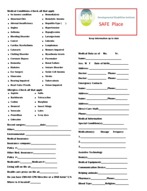 Medical Condition Checklist Form