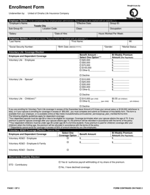 Employee Benefits Enrollment Form