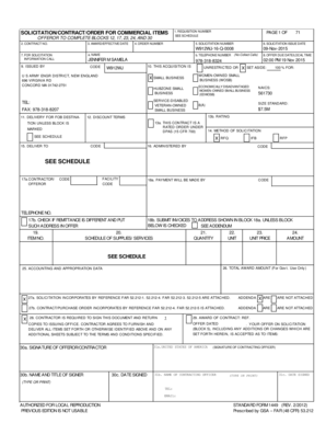 US Army Commercial Items Solicitation Contract Form