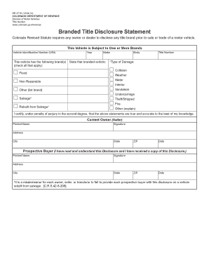Colorado Branded Title Disclosure Statement