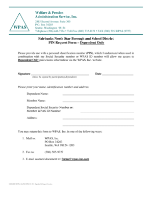 Dependent PIN Request Form