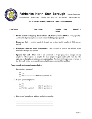 Health Benefit Payroll Deduction Form