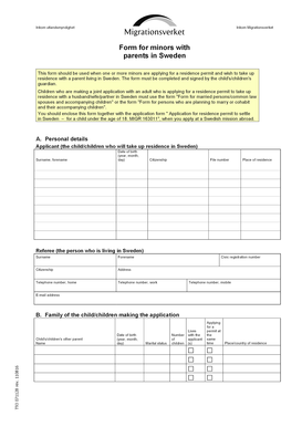 Residence Permit Application for Minors with Parents in Sweden