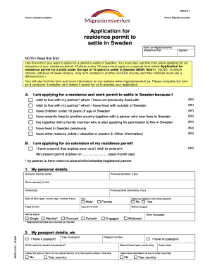Application for Residence Permit to Settle in Sweden