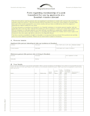 Swedish Joint Household Membership Form