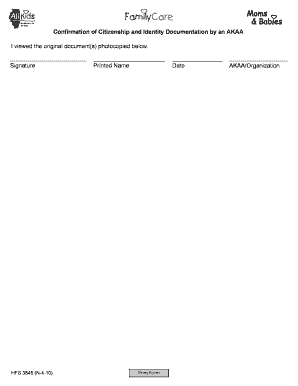 Confirmation of Citizenship and Identity Documentation