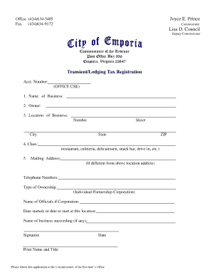 Virginia Transient Lodging Tax Registration