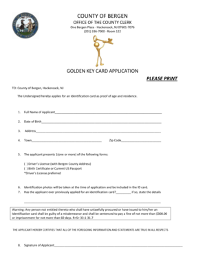 Golden Key Card Application