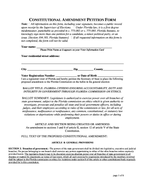Florida Constitutional Amendment Petition Form