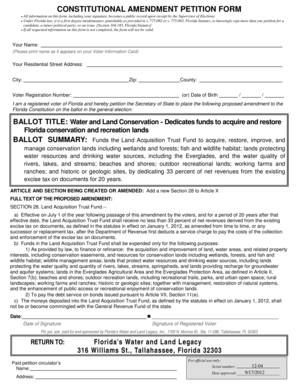 Florida Constitutional Amendment Petition Form