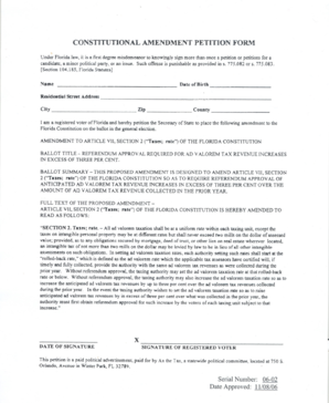 Florida Constitutional Amendment Petition Form