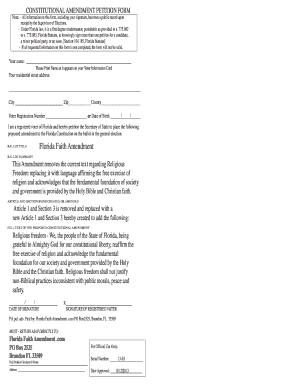 Florida Faith Amendment Petition Form
