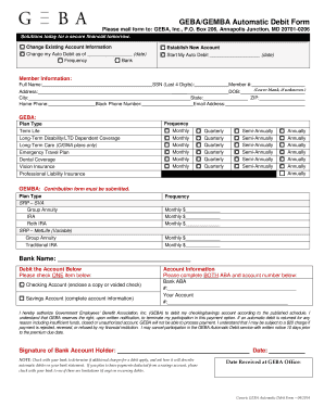 GEBA Automatic Debit Form