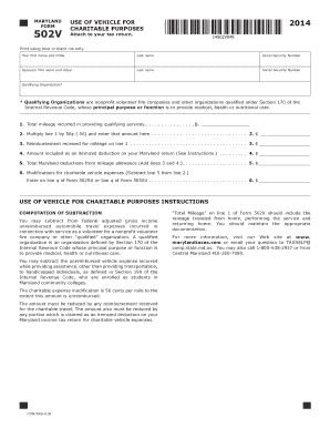 Maryland Form 502V - Vehicle for Charitable Purposes