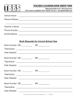Teacher Classroom Book Order Form