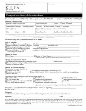 Change of Membership Information Form