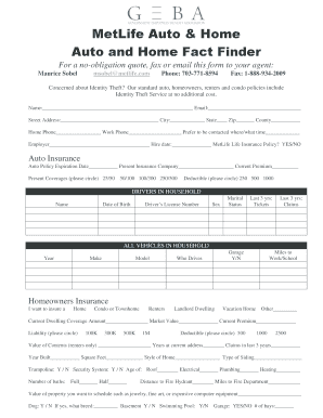 MetLife Auto and Home Insurance Quote Form