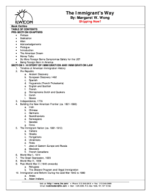 The Immigrant's Way Book Order Form